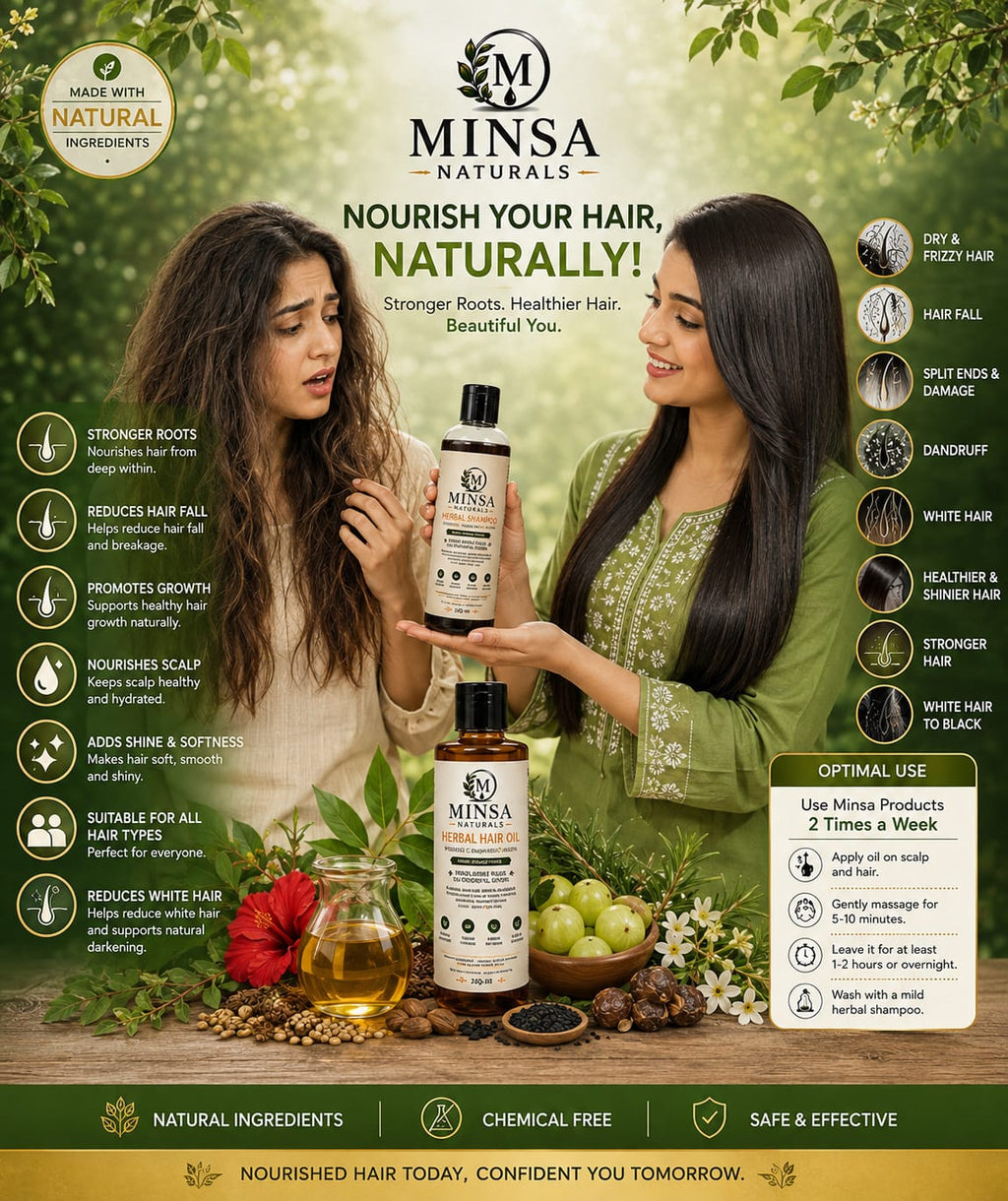Minsa Naturals Herbal Hair Care Kit – Herbal Hair Oil + Herbal Shampoo
